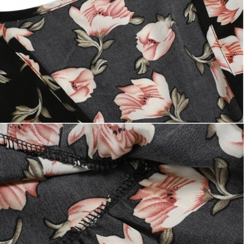 Black Floral Long Sleeve Romper - Picture 3 of 7
